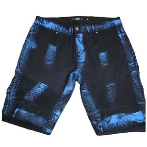 Lion Dynasty Mens Size 38 Premium Denim Factory Distressed Paint Splash Shorts